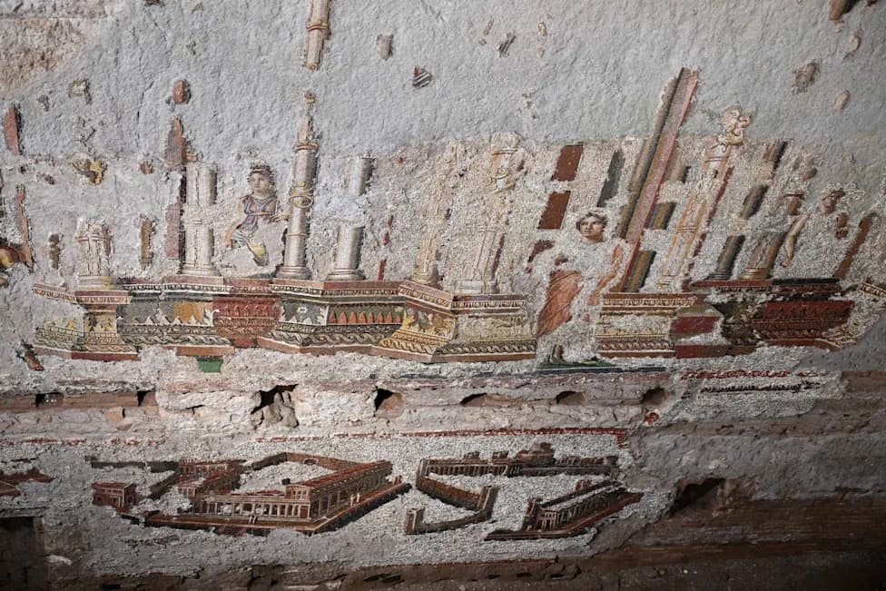 Underground Roman Masterpieces Open Near the Colosseum: Enormous Mosaic and 'Painted City' Fresco Revealed