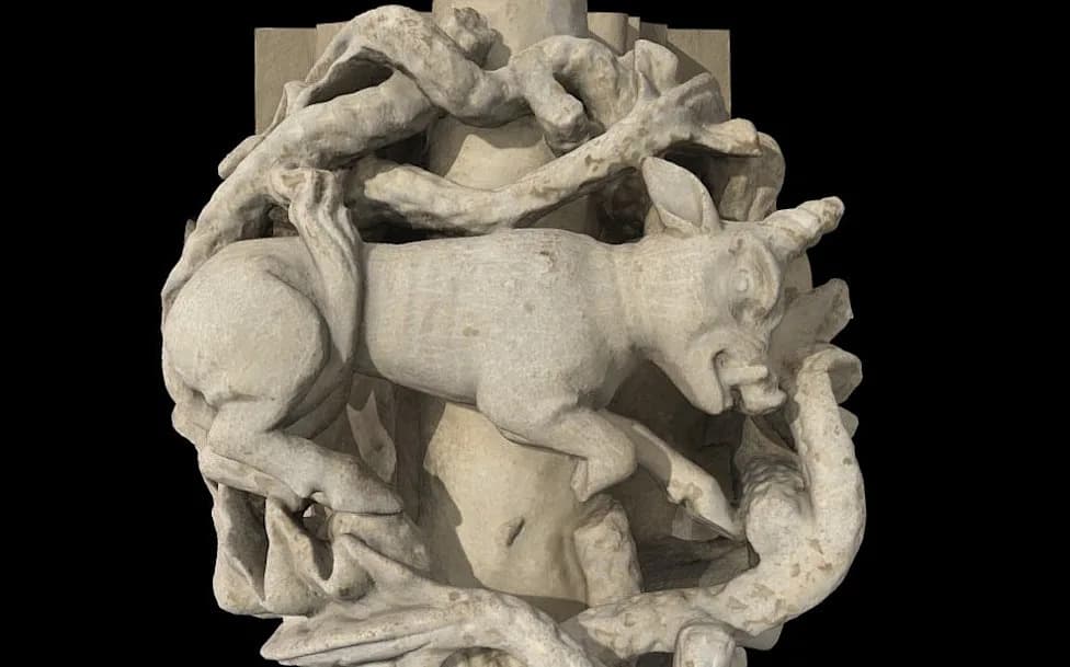 Oxford Vault Carving Long Mistaken For A Calf Revealed As Mythical Monoceros