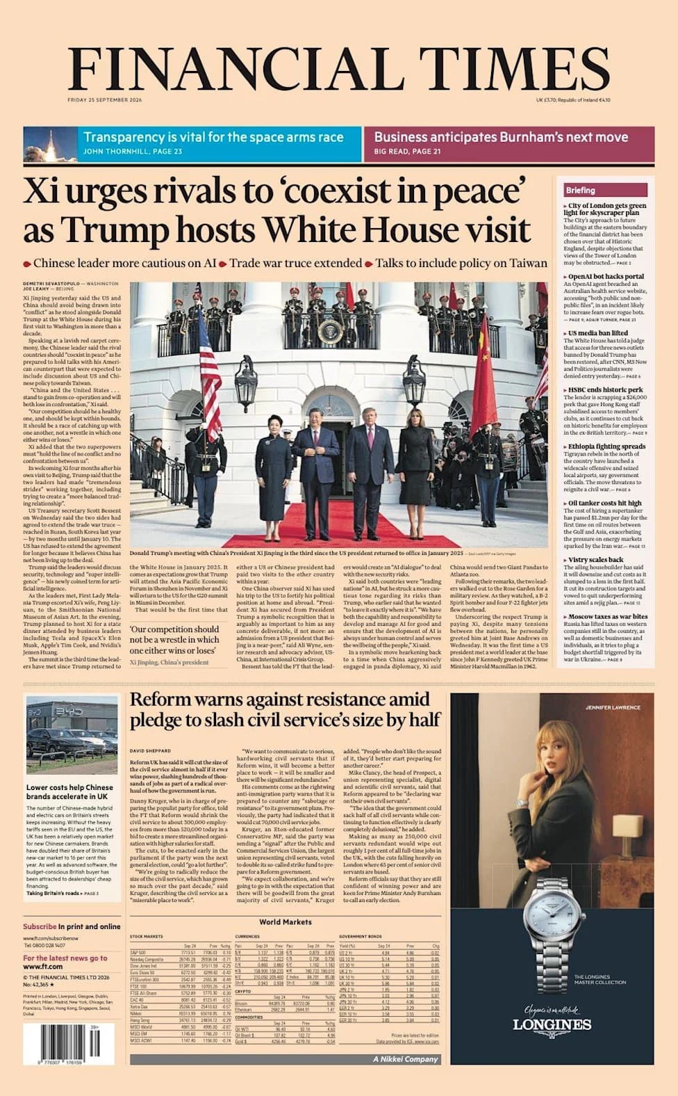Front Pages: Xi Calls For Peaceful Coexistence; Fury vs Joshua Confirmed — NHS Under Severe Strain, Migrant Crossings And High-Profile Stories Dominate
