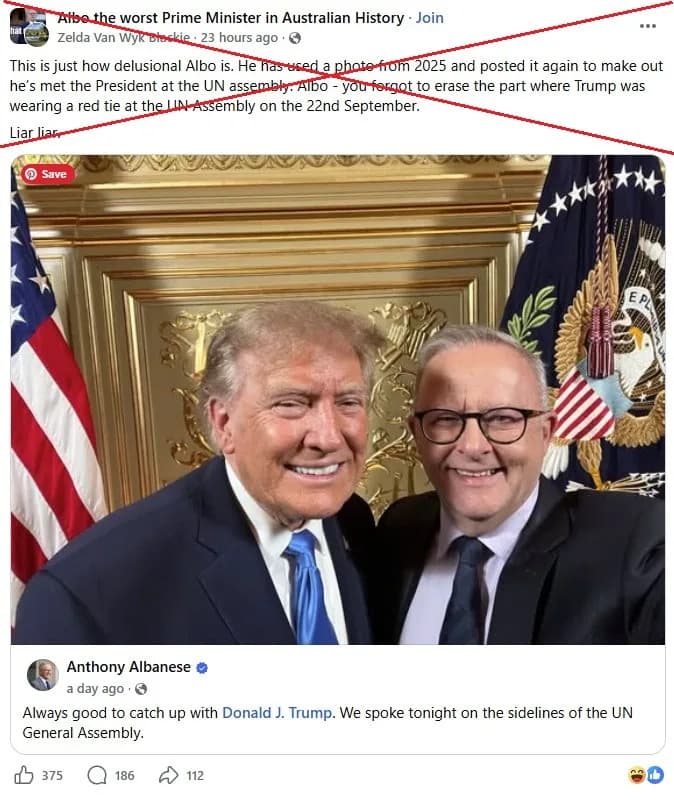 Video Confirms Albanese’s UN Selfie With Trump — Tie Color Claims Proven False