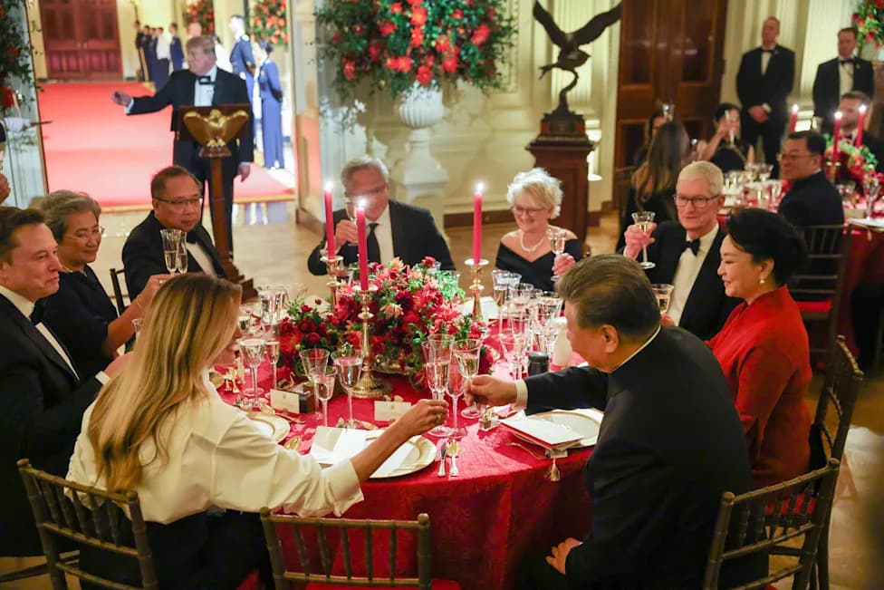 Musk at the Head Table: Tech Titans, Media Figures and Fox Hosts Attend White House State Dinner for Xi Jinping