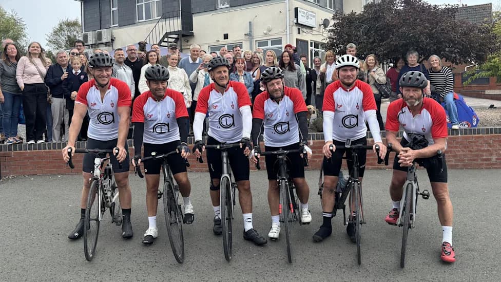 Six Friends Cycle 1,000 Miles From John O'Groats to Land's End in Builder's Memory
