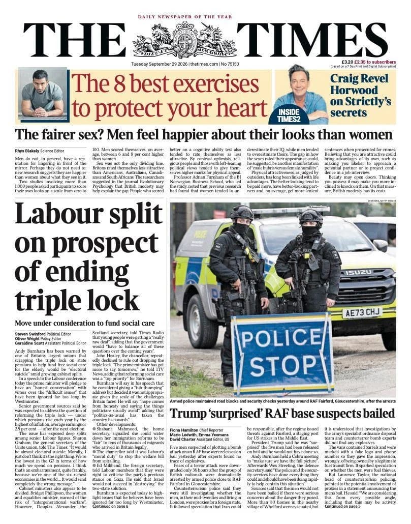 PM Signals Review Of Pension 'Triple Lock' As RAF Fairford Arrests Raise Security Questions