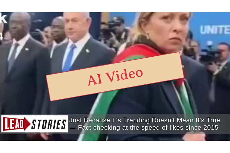 Fact Check: Viral Clip Claiming Giorgia Meloni Wore A Palestinian Flag At The UN Is A Deepfake