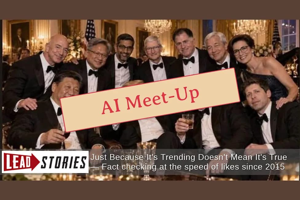 Fact Check: Photo Of Trump, Xi And Tech CEOs Toasting Is AI-Generated, Not Real