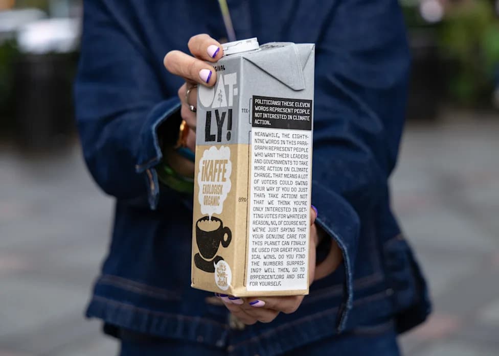 Oatly Prints '89 Percent Project' Climate Message on Cartons, Sparking Debate Over Journalism and Advocacy