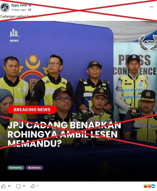 False Claim Debunked: Malaysia's JPJ Denies Proposal To Let Rohingya Apply For Driving Licences