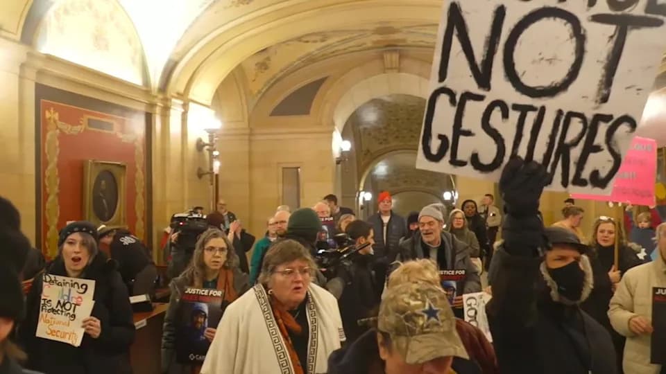 Protesters Confront Gov. Tim Walz at Minnesota Capitol, Demand Accountability After Fatal Federal Immigration Shootings