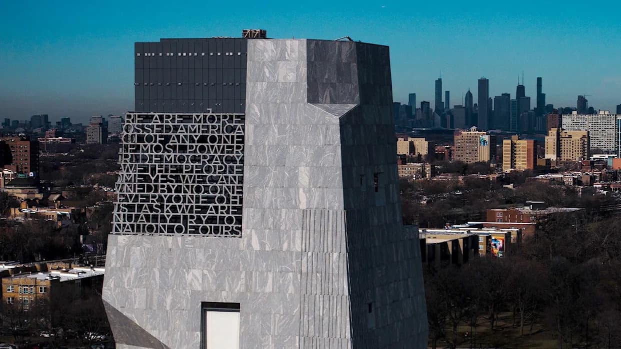 Obama Center Tower’s Wraparound Inscription Draws Mockery and Prompts Design Debate