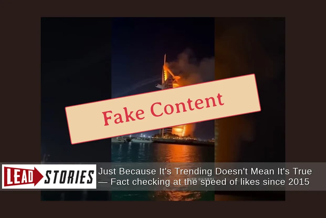 Fact Check: Viral Video of Burj Al Arab on Fire Is CGI/AI-Generated, Not Real