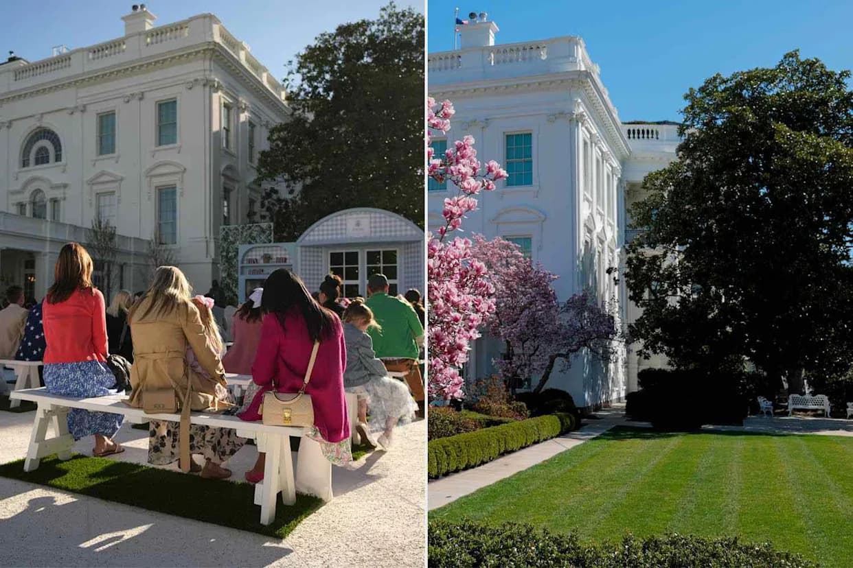 Fake Turf Placed on White House Rose Garden Patio for 2026 Easter Egg Roll After Lawn Was Paved