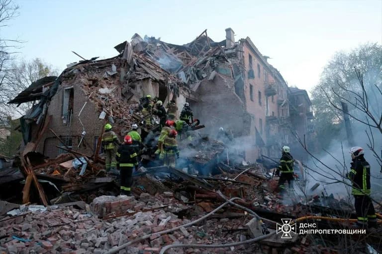 Russian Strikes Kill Six Across Ukraine, Heavy Toll in Dnipro Apartment Attacks