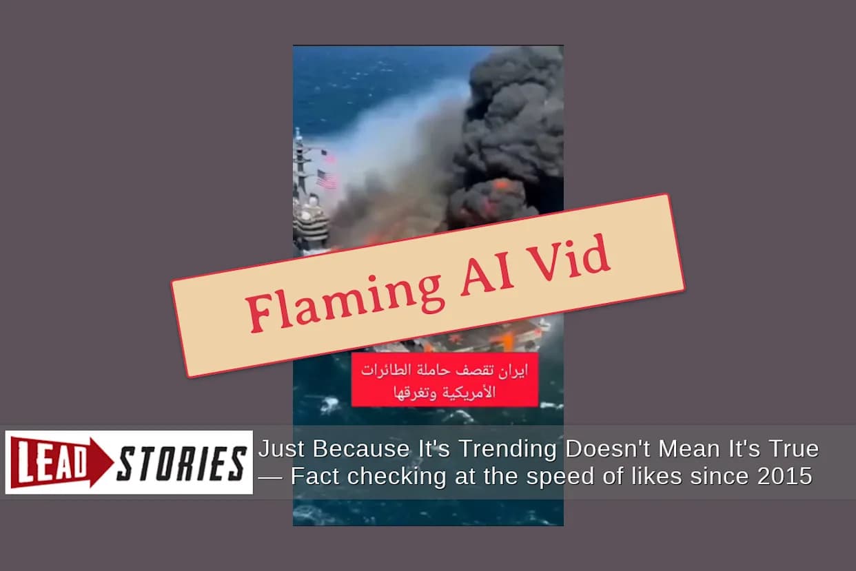 Fact Check: Viral Video Claiming U.S. Warship Ablaze After Iranian Attack Is Fake and Likely AI-Generated