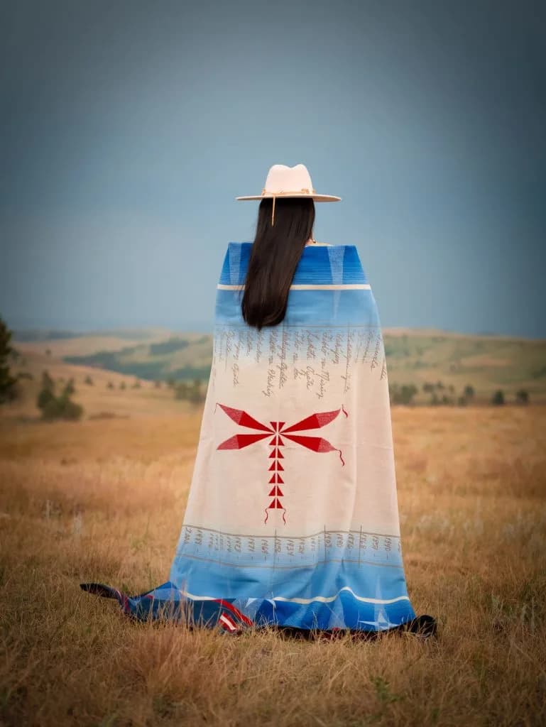 UTTC Graduate Belle Brings Plenty Wins 2025 Tribal College Blanket Design Competition With 'Journey' — A Memorial to Her Brother