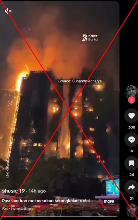 Viral Video Of Blazing Towers Misattributed To Iran’s Attack On Israel — Footage Is From Hong Kong Fire