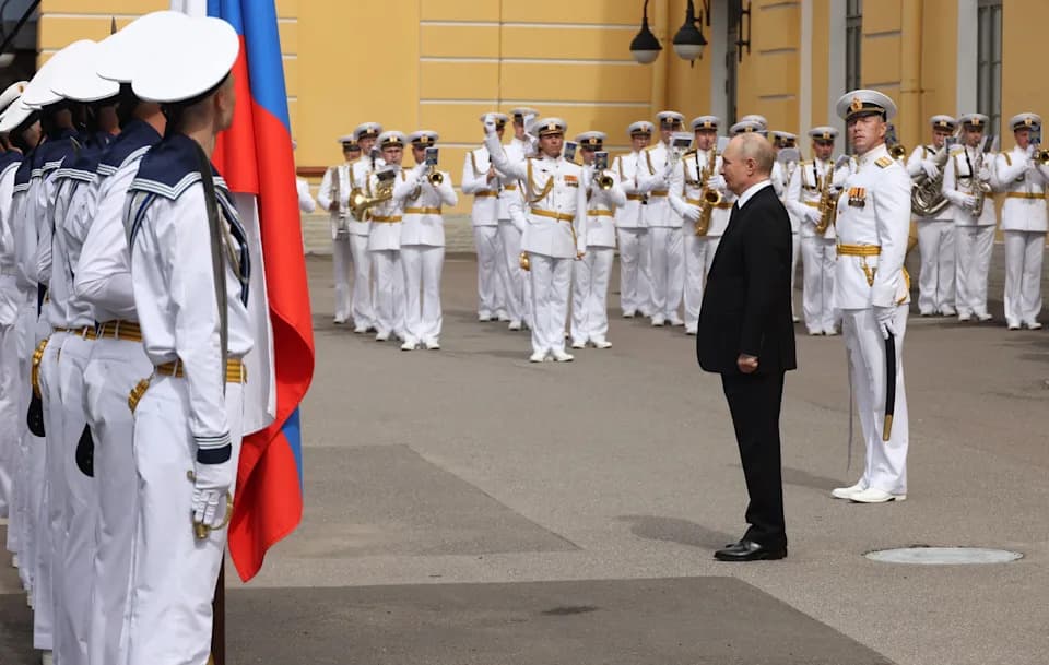 Russia Scales Back Navy Day: Shipless Reception and Giant Submarine Poster Replace Parade