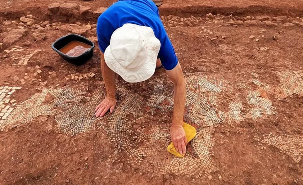 130-Sq-Ft Polychrome Roman Mosaic Found in Devon Villa — Westernmost Example in Britain