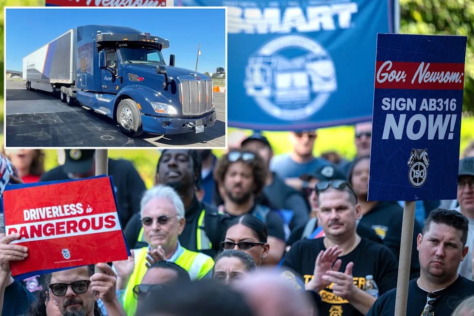 Newsom Sued as Teamsters Challenge DMV Rules Allowing Self-Driving Trucks — Union Says 200,000 Jobs at Risk