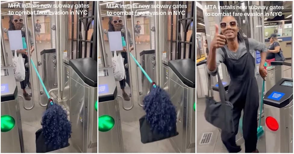 Woman Attempts to Trick NYC Turnstiles With Wig on a Broom — Fails Until She Tailgates a Passenger