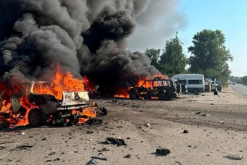 Russian Missile Strike on Kharkiv Village Kills 10; Zelenskiy Vows Response