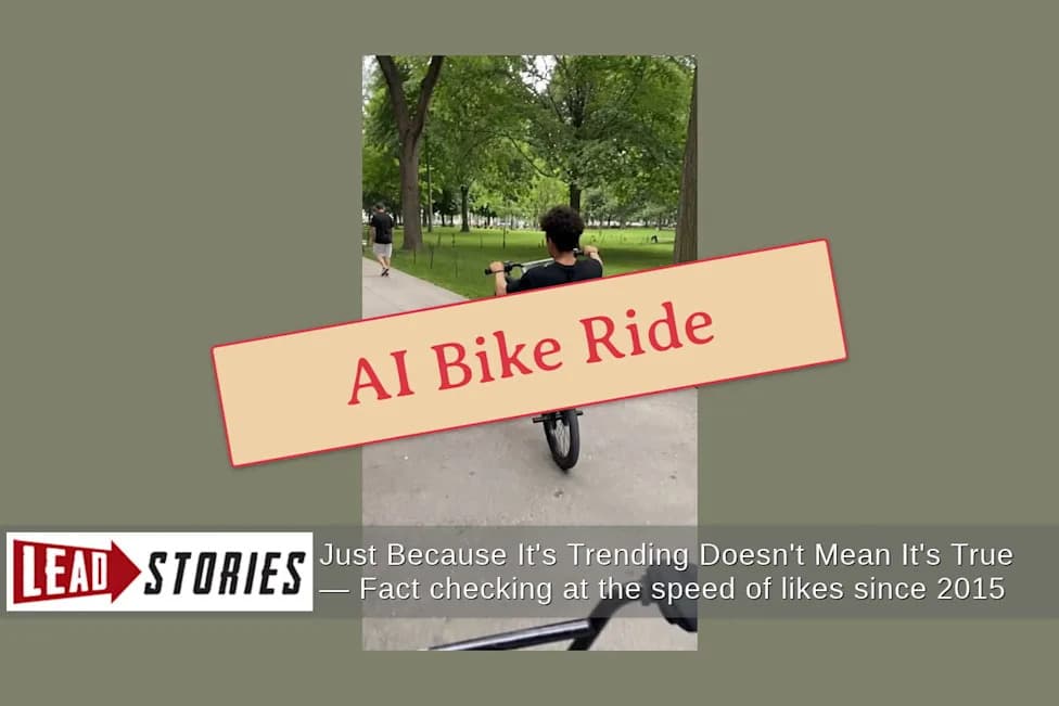 Fact Check: Viral Clip Of Cyclist 'Swerving' And Being Pushed Is Likely AI-Generated (97.4% Flag)