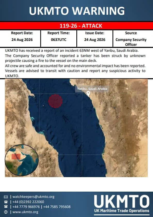 Houthis Say They Struck Saudi Tanker Amzan Off Yanbu With Missile, Drones