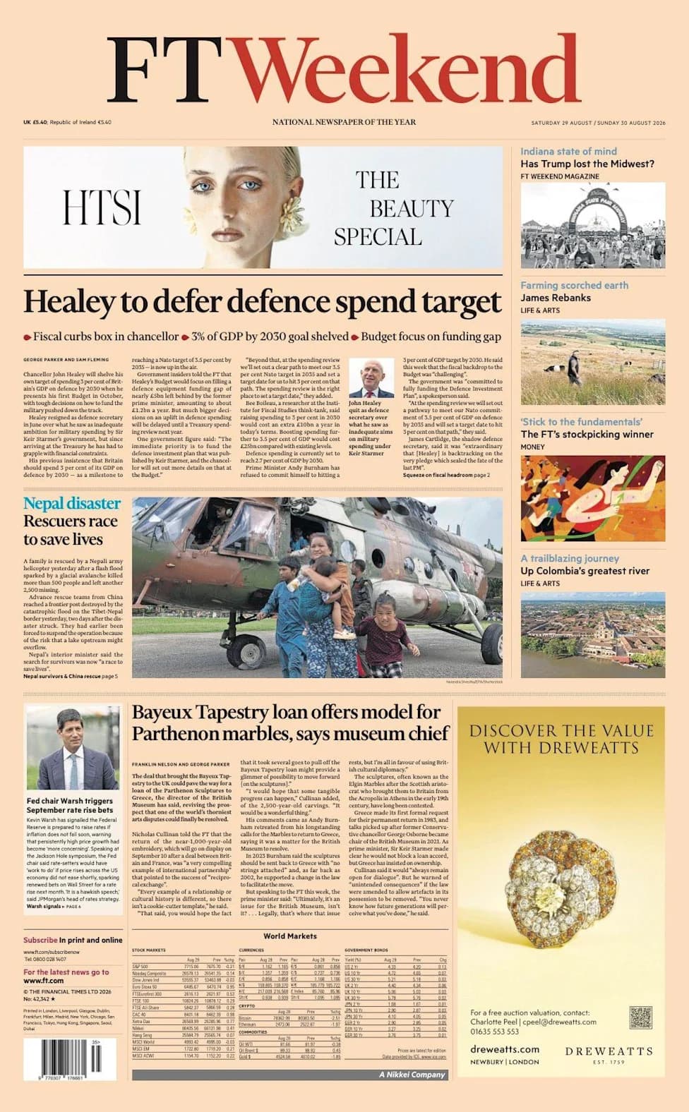 Healey Shelves 3% Defence Target; US May Pressure UK Over Falklands — Ferguson Returns Amid Flood Tragedy Coverage