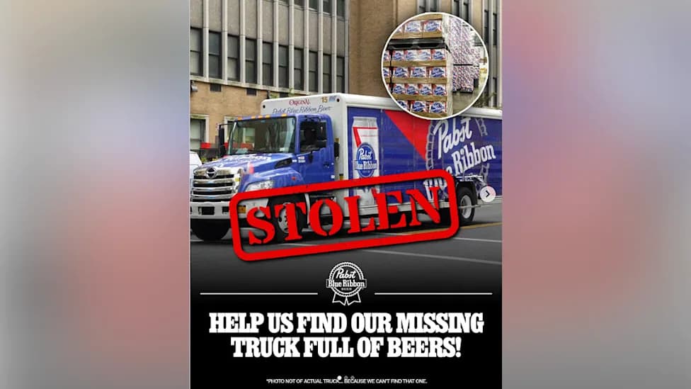 PBR Truck With ~50,000 Cans (≈40,000 lbs) Stolen in California; Brand Pleads for Return