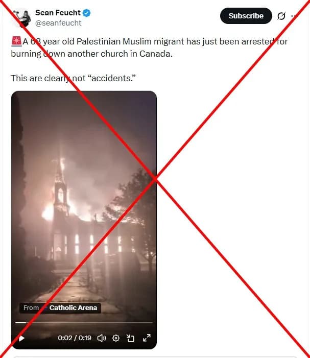 Viral Posts Falsely Blame Migrants After Saint-Simon Church Fire; RCMP Charge Local 68-Year-Old