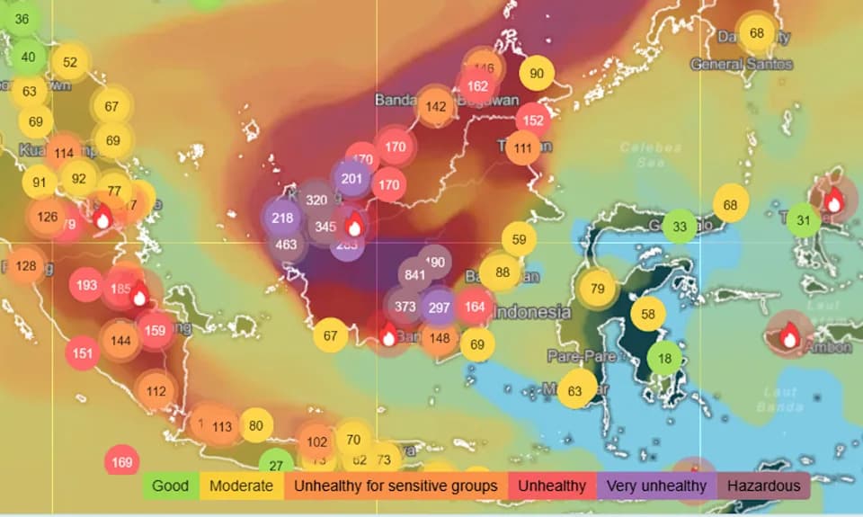 Mapped: Indonesia’s Wildfires Send Toxic Haze Across Southeast Asia as ‘Super El Niño’ Peaks