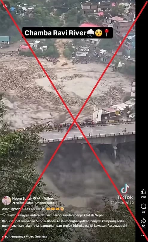 Viral Video of Log-Choked River Misleadingly Linked to Nepal-Tibet Glacial Collapse