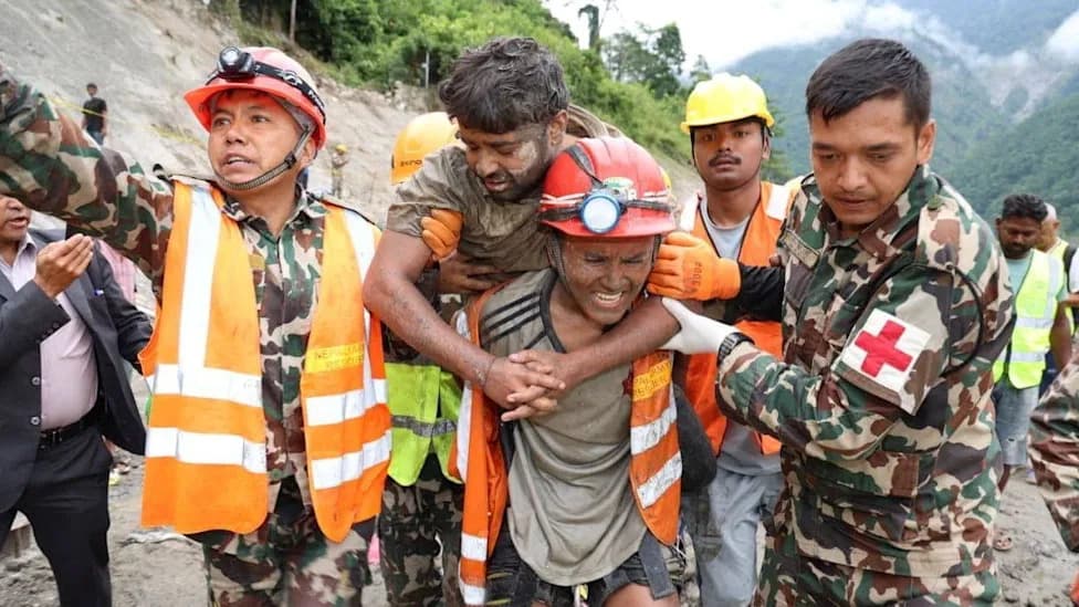 Two Workers Pulled Alive From Nepal Hydropower Tunnel Nine Days After Devastating Flash Floods