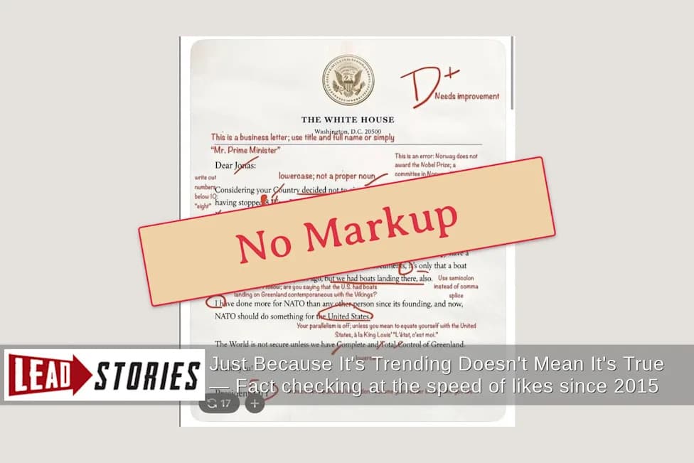 Fact Check: Norway’s PM Did Not Rip Up a ‘Letter’ From Trump — It Was a Text, and the Red-Pen Image Is Satire
