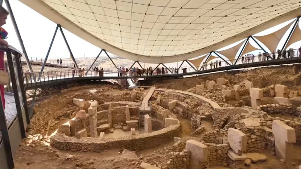 Rare Neolithic Sculpture Showing a Human Riding a Leopard Unearthed at Karahan Tepe