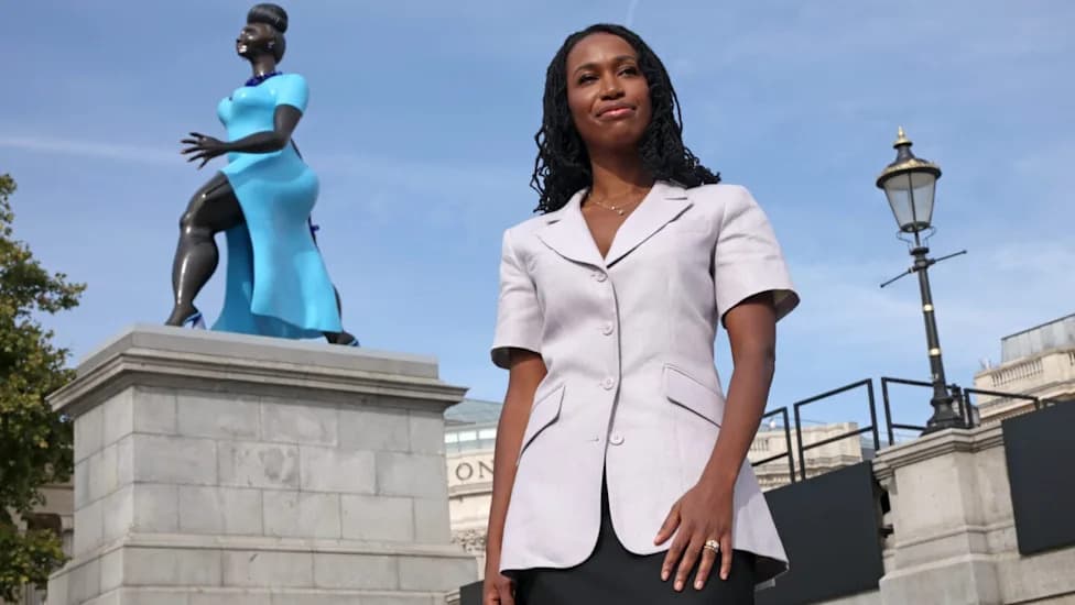 On the Fourth Plinth, a Black Woman Takes the Stage: Tschabalala Self’s 'Lady in Blue' Sparks Praise and Debate