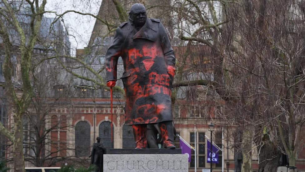 Man Acquitted After Spray-Painting 'Free Palestine' On Churchill Statue