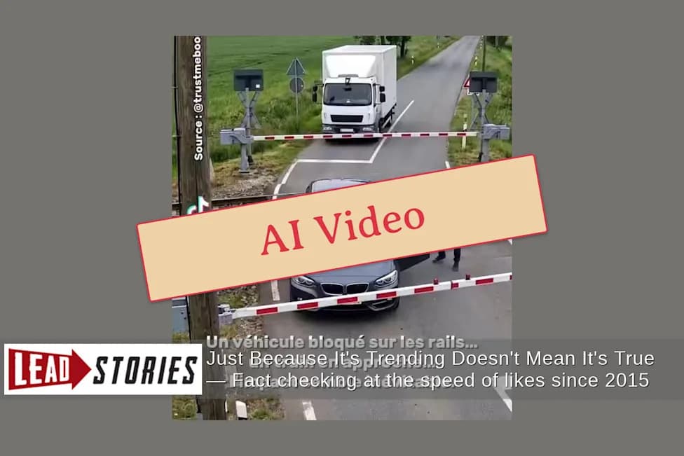 Fact Check: Viral Video of Truck Pushing Car Off Railway Crossing Is AI-Generated, Not Real