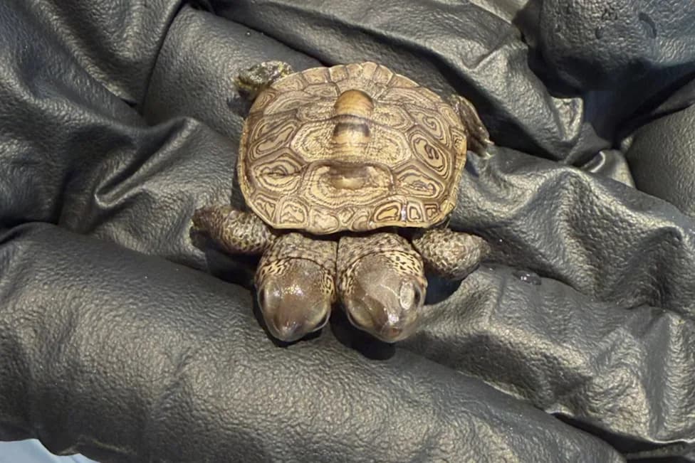Rare Two-Headed Diamondback Terrapin Hatchling Found on Cape Cod — Vets Keep Close Watch
