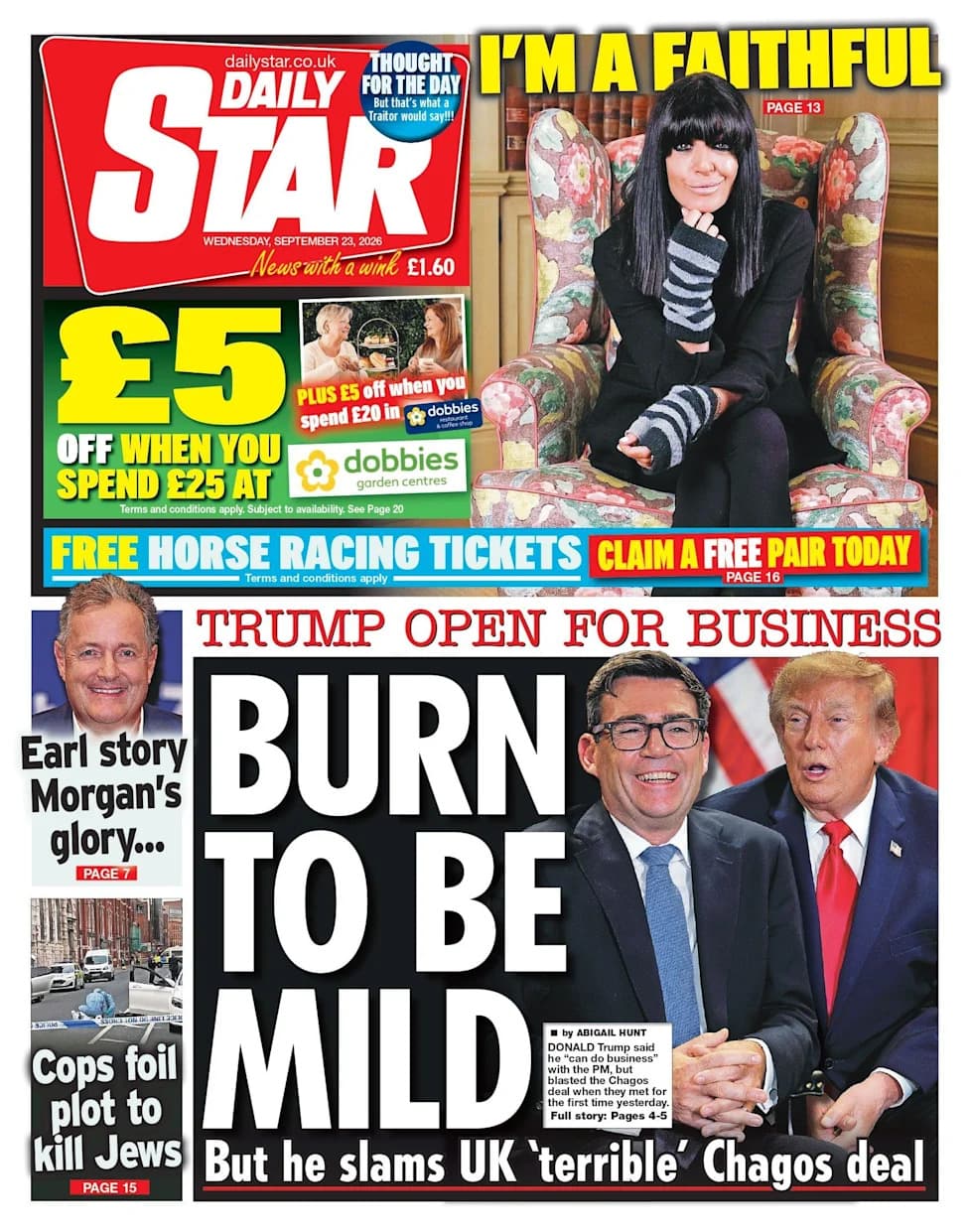Burnham Meets Trump: Chagos Deal In Doubt as El Niño Death Toll Warning Dominates Front Pages