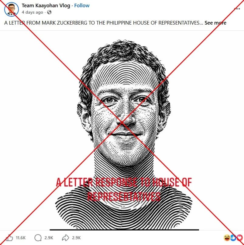 Viral 'Zuckerberg' Mocking Letter Targeting Philippine Lawmakers Traced to Satire, Not Meta
