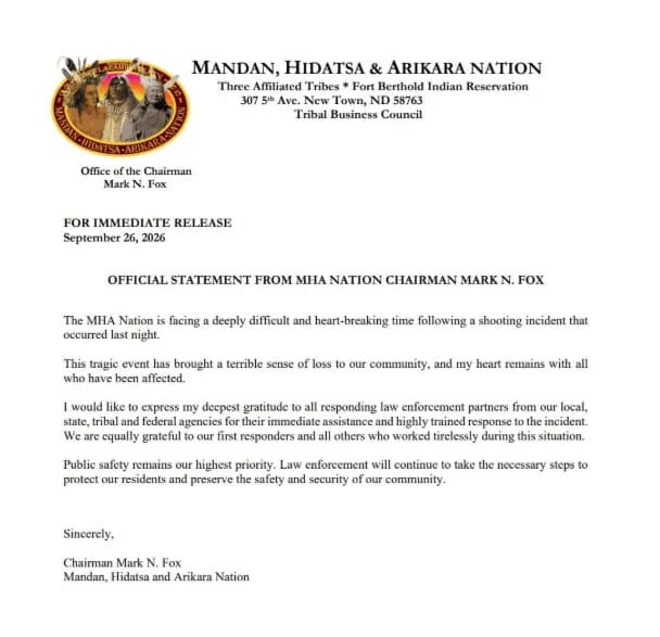 Two Dead, One Injured in New Town Shooting on Fort Berthold Reservation — Four Suspects Arrested