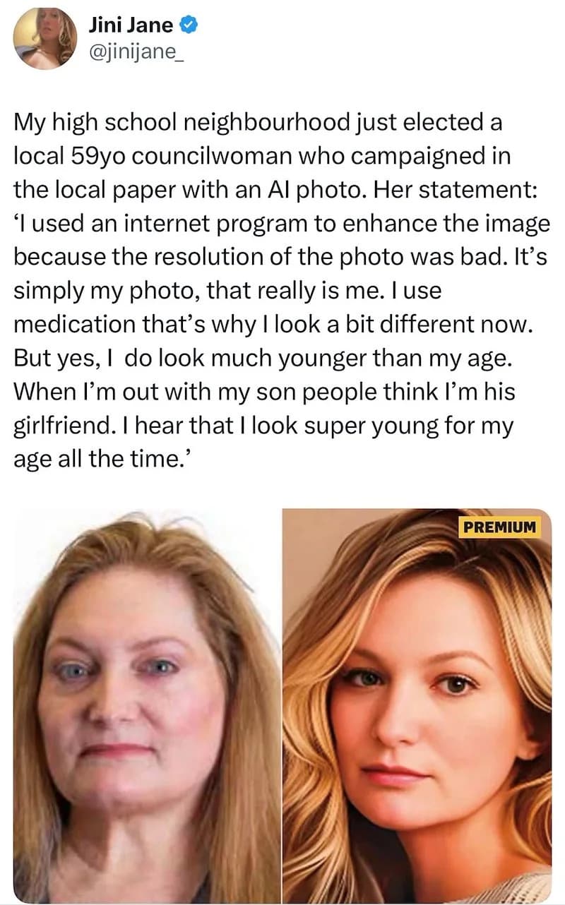 59-Year-Old Elected Councilwoman After Using AI-Deaged Campaign Photo — What ‘AI-Psychosis’ Reveals About Trust Online