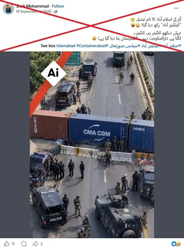 AI-Generated Image Falsely Claimed To Show Islamabad 'Lockdown' Ahead Of PTI Protest