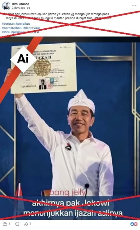 AI-Generated Image Falsely Shows Ex‑President Jokowi Holding Diploma, Verification Finds