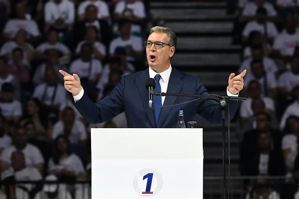 Thousands Rally in Belgrade Arena as Aleksandar Vucic Launches Bid for Prime Minister Ahead of Oct. 25 Vote